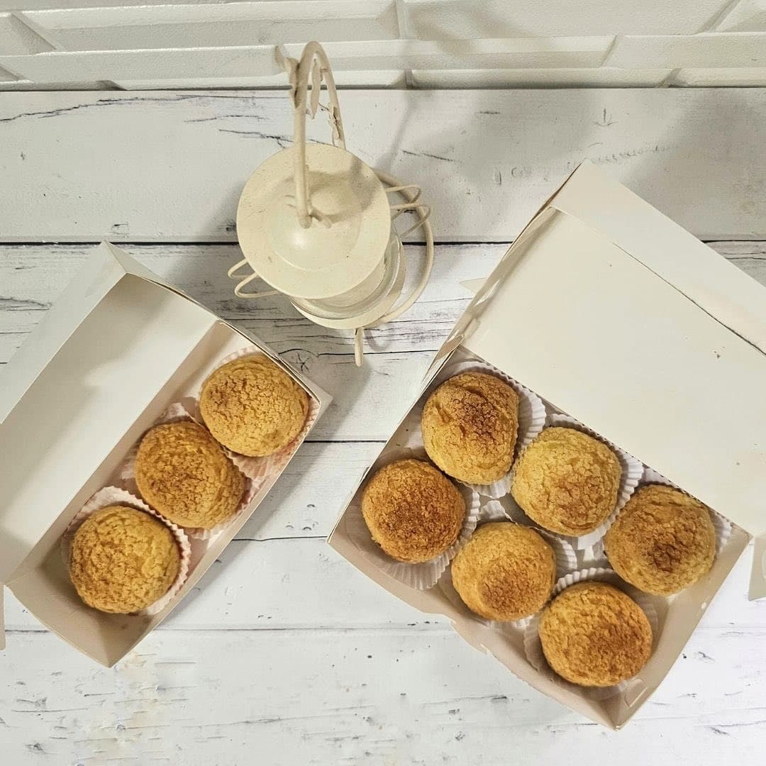 Close-up of freshly baked choux pastries